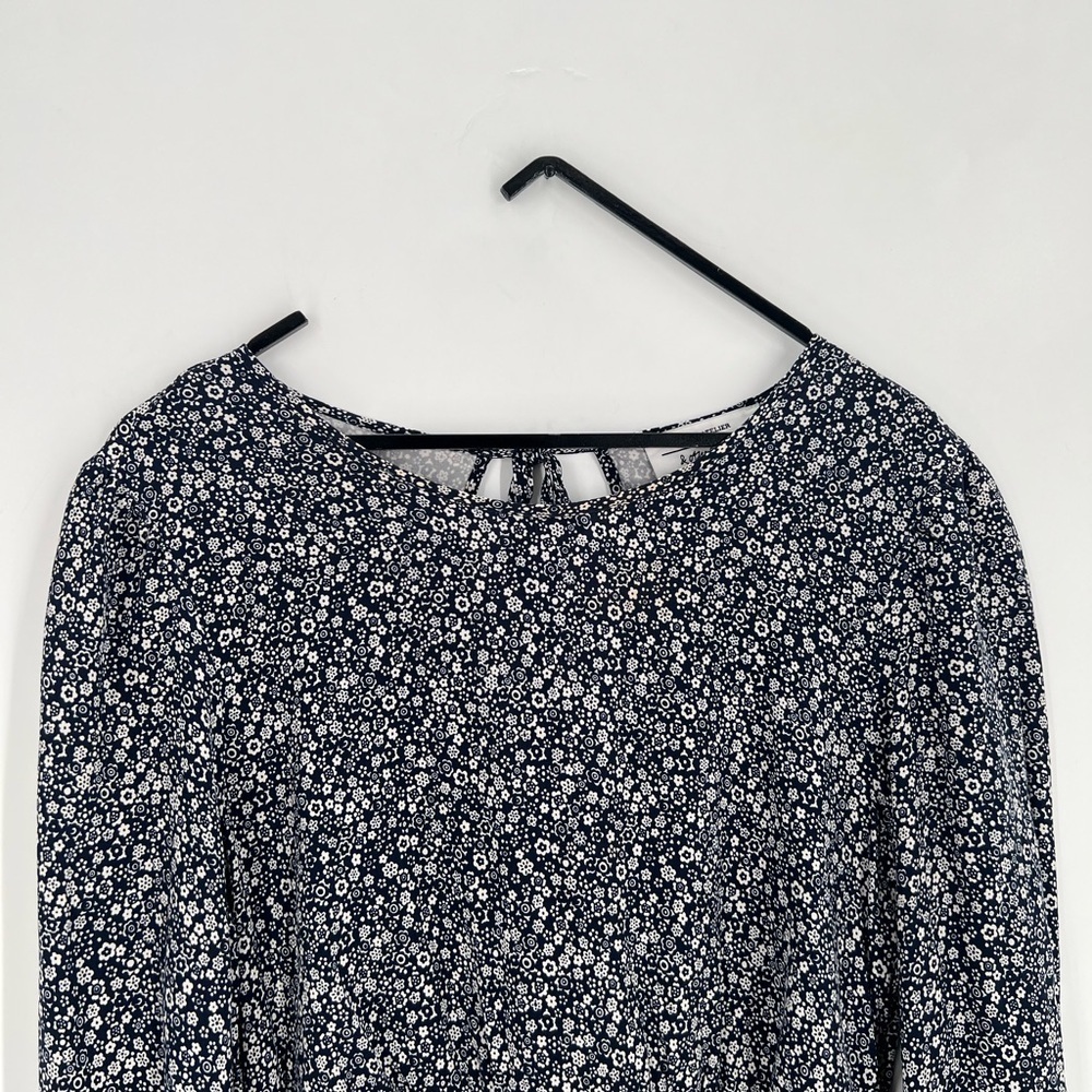 & Other Stories Floral Printed Gathered Waist Long Sleeve Frill Cuff Mini Dress
